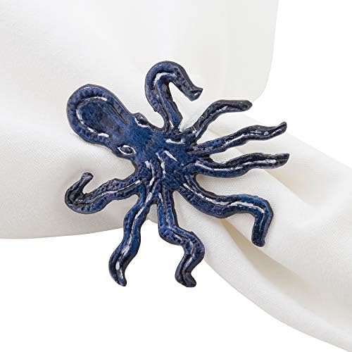 Пръстени за салфетки SARO LIFESTYLE Collection с изображение на октопод (комплект от 4), диаметър: 1,5 см, тъмно-синьо