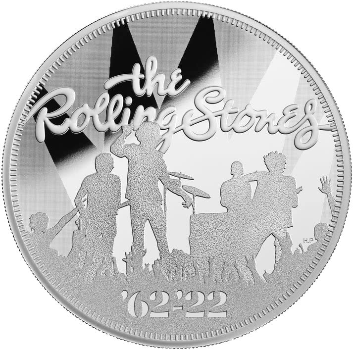 2022 DE Music Легенди PowerCoin Ролинг Стоунс От 5 Грама Сребърна монета 10 Паунда Великобритания 2022 Proof