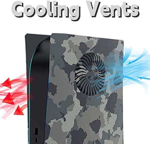 Faceplates Digital Edition с вентилационни отвори за охлаждане, Защитни панели на корпуса на конзолата PS5, Аксесоари за Playstation 5, Защитно Замяна предна панел (сив камуфлаж)