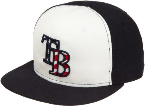 Бейзболна шапка MLB Тампа Бей Рейс 2011 Stars And Stripes 59Fifty, Бяло / Тъмно синьо, 8