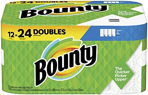 Хартиени кърпи Bounty Select-A-Size, Двоен ролки, Бели, 90 Листа в ролка, 12 броя (06130)