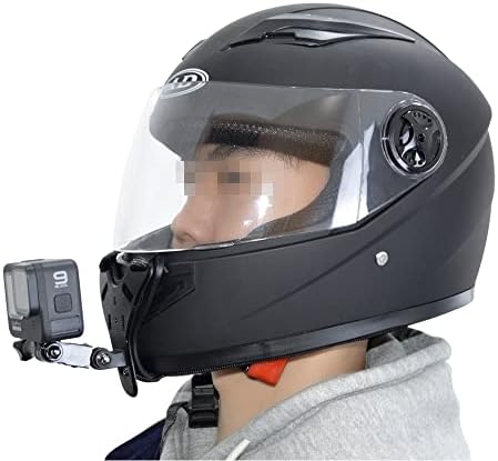 Определяне на Брадичката Мотоциклетни шлем за камери GoPro Притежателя на Каишка за каска с Удлинительным Повратна Лост Съвместима с екшън камери GoPro Hero DJI - Черен