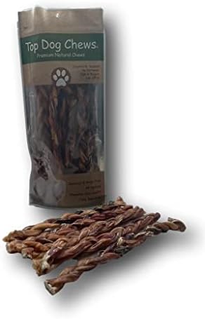 Top Dog Chews 12 Сплетен кок Гепи Sticks Говеждо месо, Натурални пръчици за пица - Трайни пръчки за кучета - С високо съдържание на