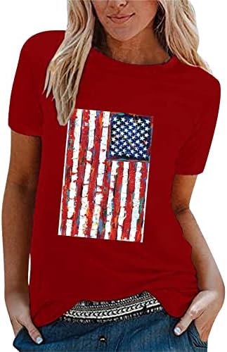 MIASHUI Дамски Памучни Ризи с Къс Ръкав, Дамски Ежедневни Тениска с Принтом Хартата на Деня на Независимостта, Къс Ръкав, Дълъг Ръкав за