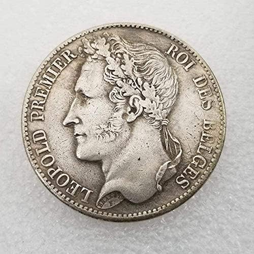 Старинни Занаяти Белгия 1832 5 франка Месинг, Сребро, Антични Монети Мемориал Колекция CoinCoin Възпоменателна Монета