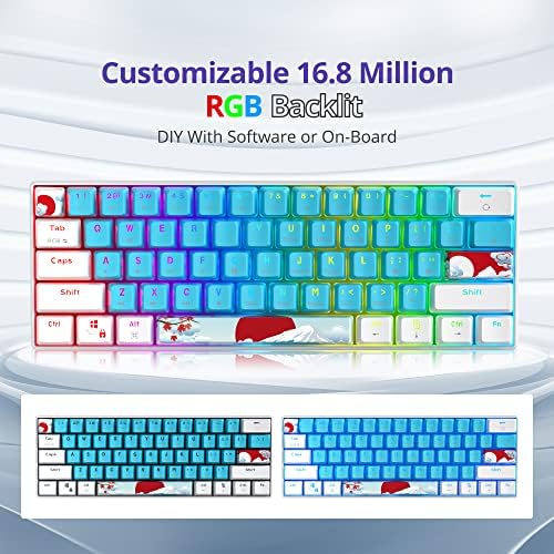 Механична клавиатура Fogruaden 60%, Игрална Клавиатура 60%, с RGB подсветка, Мини Жични клавиатура 60% с червен ключ за преносими