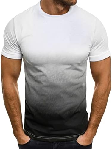 Мъжки ризи 3D Наклон Цветове, Големи Размери, Ежедневни Летни Блузи, Пуловер, Тениска с кръгло деколте и Къс Ръкав, Мускулна