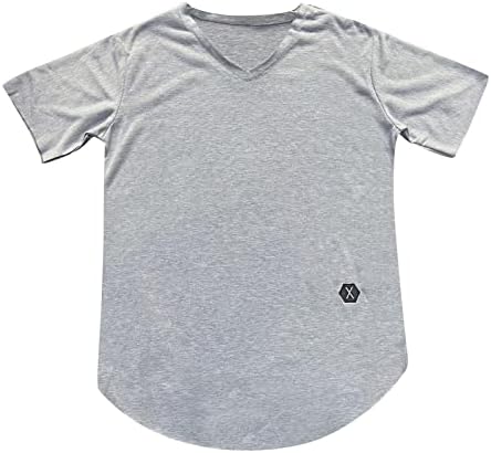 BEUU/ Мъжки плътно Прилепнали Тениски с V-образно деколте, Спортни Основни Ежедневни Ризи с Къс Ръкав, Летни Младежки Юношески