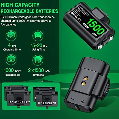 Акумулаторни батерии ELISWEEN за Xbox One/Xbox Series X| S, Комплект Play & Charge за отделението блок контролер за Xbox и 4 Батарейных