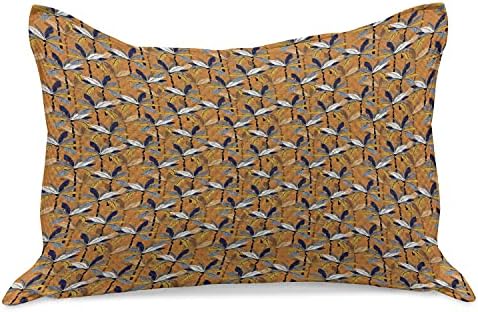 Калъфка за възглавница от тропически стеганого одеяла Ambesonne, Палмови Листа, на фона на Кехлибар Тонове, Стандартна Калъфка Кралски