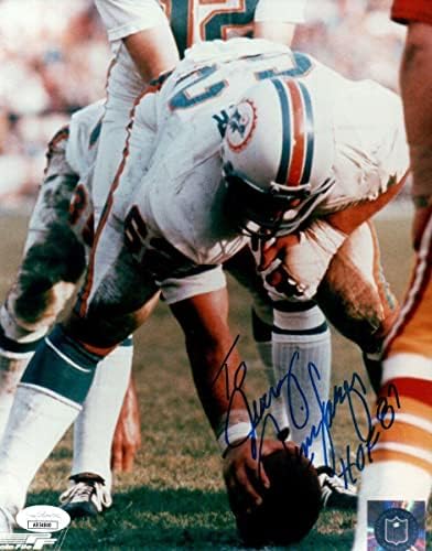 Джим Лангер Подписа Снимка Делфини размер 8X10 с автограф HOF 87 Джери JSA AB54840 - Снимки NFL с автограф