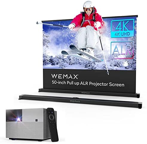 Видео проектор WEMAX Vogue Pro 1600 ANSI Лумена True 1080p FHD Movie DLP Проектор и 50-инчов екран на преносим проектор ALR, хвърлена