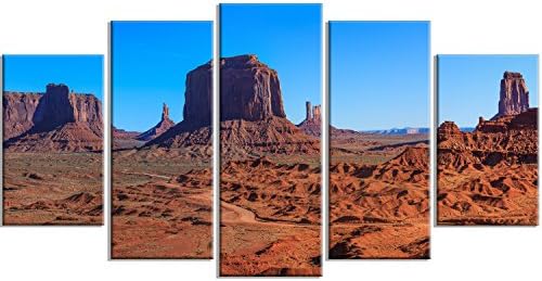 Designart Национален парк Долината на Монументите -Платно за рисуване на Природа-60x32 5 бр., 60x32-5 Панели с форма на диамант, синьо