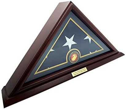 Витрина с флага DECOMIL 5x9 см за хартата на Погребението на американски ветерани - Масив, Дърво, тапицерия череши - Морски