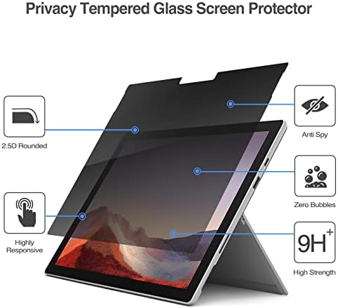 Защитно фолио ProCase Privacy за Surface Pro 7 Plus, Pro 7, Pro 6, Pro 5, Pro 4 в комплект с калъф за клавиатура за Surface Pro 7 Plus