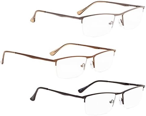 LUR 6 опаковки класически очила за четене + 3 опаковки на метални очила за четене в полукръгла рамка (общо 9 двойки ридеров + 1,00)