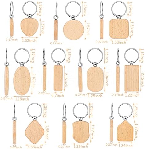 Framendino, 20 Опаковки Дървени Ключодържатели Незаконченная Дървена Верижка За Ключове С Гравиран върху Дърво Разнообразни Форми на Заготовки Ключодържател Ключодърж
