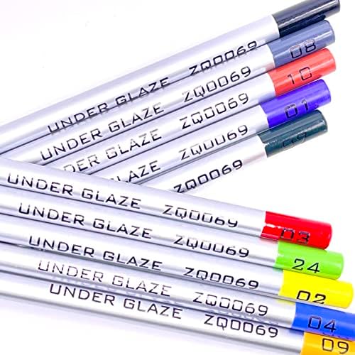 Чипигменты * Комплект от 5 * Подглазурных моливи за проекти от разтопен стъкло и керамика с повече пила за нокти за карандашных указок.