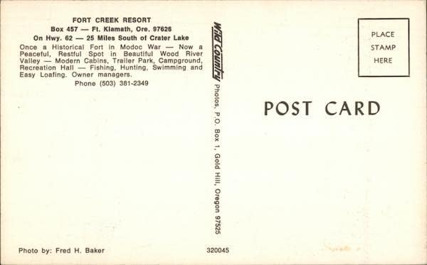 Хотелски комплекс Fort Creek Форт Кламат, Орегон или оригиналната реколта картичка