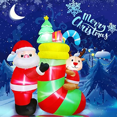 Коледни Надуваеми Украшения Meland на открито - 7-подножието на Надуваеми Коледна Украса за Двора на Дядо Коледа, Надуваеми Коледна
