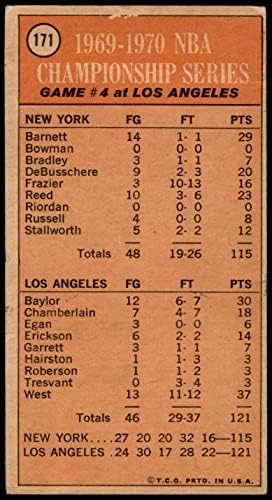 1970 Topps 171 1969-70 Шампионата в НБА - Игра 4 Джери Уест Никс/ Лейкърс (Баскетболно карта) PHAIR Никс/Лейкърс ВВУ