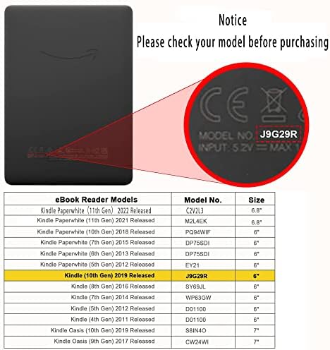 Тънък калъф VANIA & COLE за Kindle 10-то поколение (випуск 2019 г., модел J9G29R) - Лек защитен калъф от изкуствена кожа премиум-клас