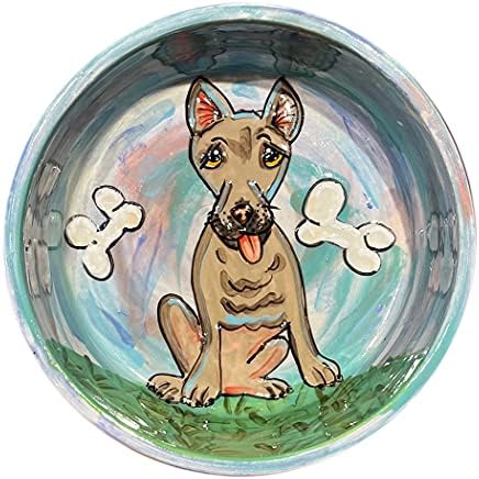 Купа за домашни любимци, 10-инчов куче купа за храна или вода, персонални безплатно. Подпис на художника Деби Джоб.