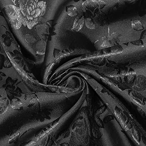 Kayla Черна тъкан от полиестер, жаккардовой брокат и сатен с цветен модел, двор - 10004