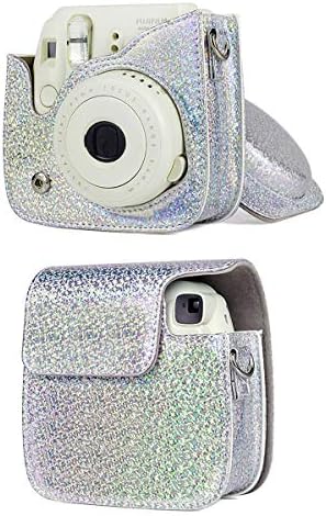 Калъф за фотоапарат Hurricanes Защитна Чанта От Изкуствена Кожа с Пайети за Polaroid Fujifilm Instax Mini 9 8 8+- Кристално-Синьо