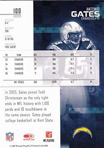2007 Leaf Новобранци and Stars 100 Антонио Гейтс Чарджерс Футболна карта NFL NM-MT