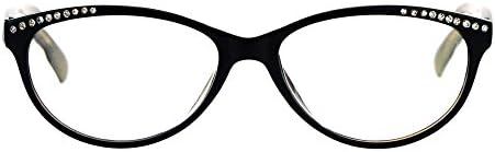 Дамски очила за четене с повишен стъкло, кристали с овална форма пружинен шарнир Котешко око