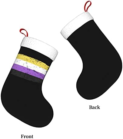 QG ZZX Коледни Чорапи с Бяла Супер Меки Плюшени Белезници Небинарный Флаг Гордост Коледни Чорапи, Коледни Украси Отглеждане