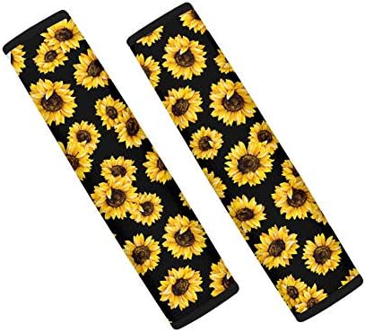 INSTANTARTS Калъфи за автомобилни предпазни колани Sunflower от 2 части, Удобни Многофункционални Детски Лигавицата на раменете и шията за най-автомобили, джипове, седани, ми