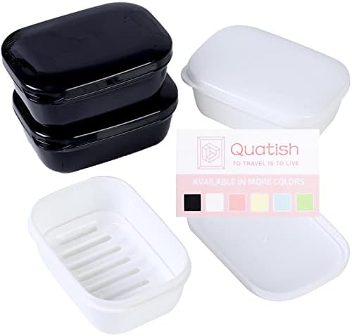 Държач за сапун Quatish, 4 опаковка, Контейнер за сапун за пътуване с капак, удобен за носене Калъф за сапун, Запечатани Кутия
