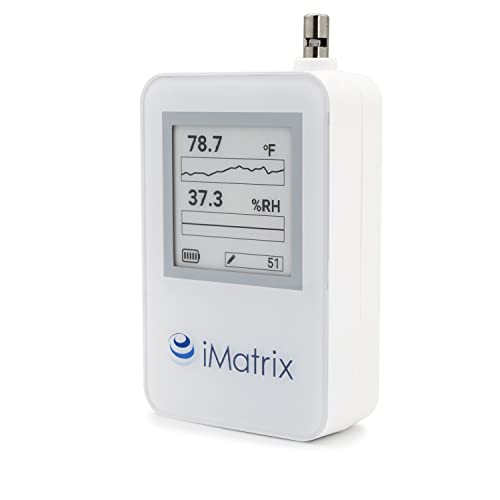 Безжичен дисплей сензор за температура и влажност на въздуха IMatrix НЕО-1D и регистрация на данни. Приложения за iPhone / Android