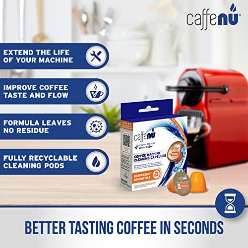 Caffenu 5-Pack Капсули за почистване на Nespresso | Почистващи капсули, Съвместими с кафемашини Nespresso Originalline | Средство