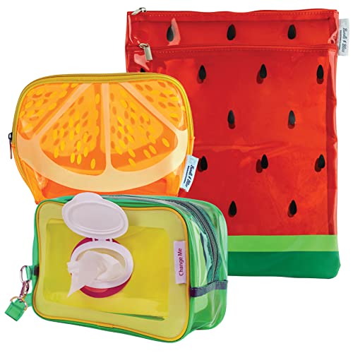 Чанти за организиране на памперси Пакет & Bliss Fruit Bag. Прозрачни чанти-организаторите за пелени с цип. комплект от 3 бр. пътни чанти,