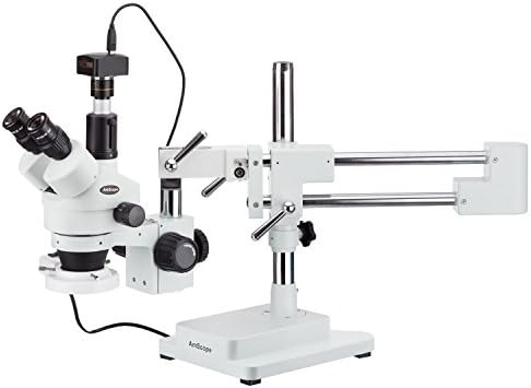 Цифров професионален тринокулярный стереоскопични микроскопи AmScope SM-4TPZ-FRL-5M с едновременното фокусиране на горивото, окулярами