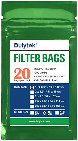 Филтърните торбички Dulytek Премия от найлон 20 бр, 100 Микрона, 1,75 x 5, Двойно ред, липсата на продухване