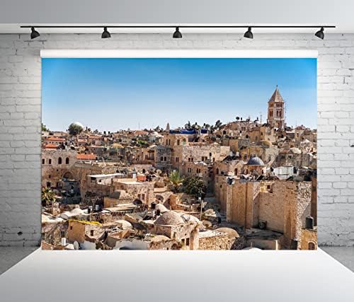 Плат BELECO 9x6 фута, на Фона на Стария град на Ерусалим, на Фона на градския пейзаж на Ерусалим, Джамия, Църква, Градски пейзаж,