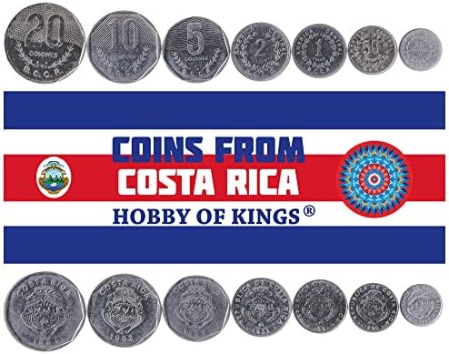 4 Монети от Коста Рика | Колекция от монети на Коста рика Тико 5 10 Сантима 1 2 Колони | В обращение 1951-1967 | Дафинов венец