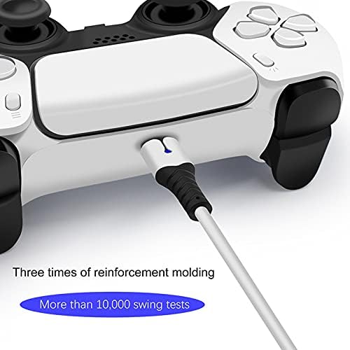 Gosundv USB Кабел За Бързо Зареждане на Линия за Предаване на Данни, Зарядно за Тел със Светлинен Индикатор за Геймпада PS5 Controller Бял