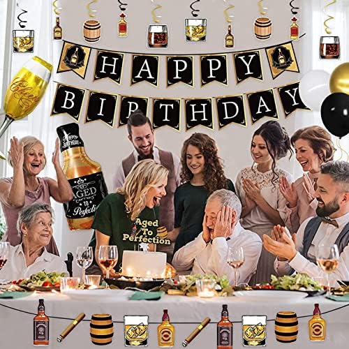 Уиски Банер Уиски Къдрите Отлежало до Съвършенство Вечерни Аксесоари Човек Рожден Ден Украса за Парти по случай рождения