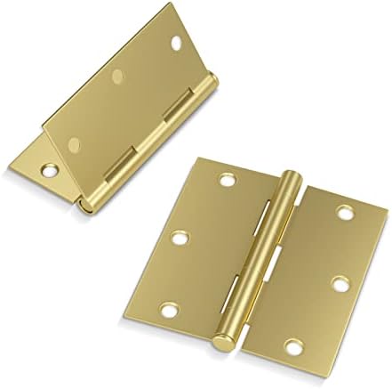 6 опаковки Златни Врати на панти 3 ½ x 3 ½ с Квадратни ъгли Златни Месингови Панти с матиран Месинг Златни Вътрешни Панти