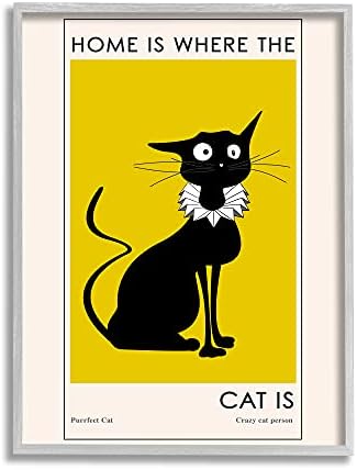 Къща Stupell Industries, където Котката - фраза Забавни Модни котка, Дизайн на Veselin Gray, Монтиране на изкуството в рамка, 11