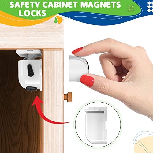 Магнитни брави за шкафове Noymay за Бебета, Защита на Шкафове и чекмеджета от Деца, Готварство, 12 Замъци, 3 Ключа