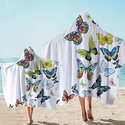 Sleepwish Кърпа с качулка с Пеперуда, Подходящ за носене Плажна Кърпа за Деца, Оберточное Одеало с качулка за Момичета, Подаръци