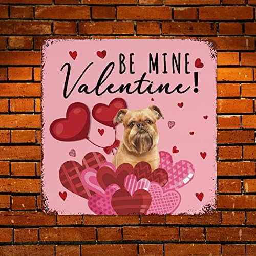 CowkissSign Be Mine Куче на Свети Валентин Метална Лидице Знак Свети Валентин Домашно Куче Розово Червено Сърце Ретро Алуминиеви и Метални