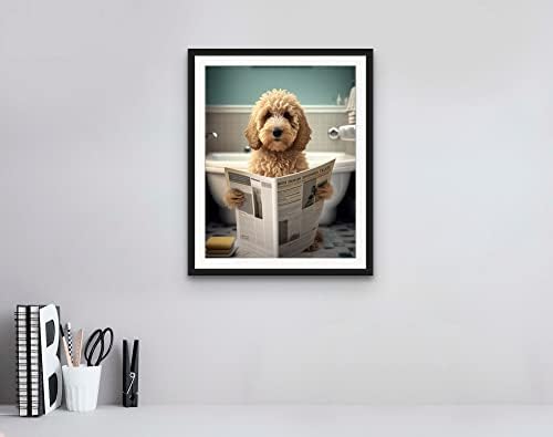Стенно изкуство Кученце със Златен каракулем - Плакат без рамка размер 11x14 инча - Сладък Кученце артистичен, Забавен и Упорит