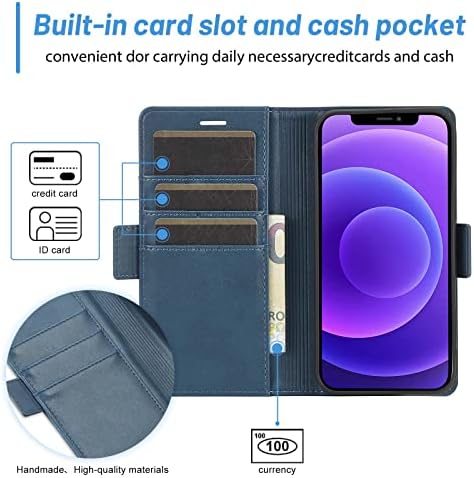 Чанта-портфейл KOAHS за iPhone 13 Mini/13/13 Pro/13 Pro Max, устойчив на удари Защитен калъф За вашия телефон, с отделения за карти,